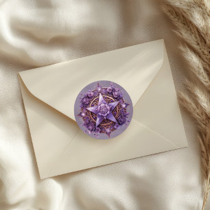 Mystic Rose Pentacle Sticker – Purple Witchy Seal