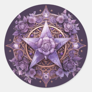 Mystic Rose Pentacle Sticker – Purple Witchy Seal