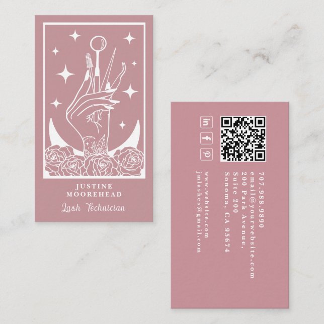 Mystic Rose Tarot Lash Tech Card (Front/Back)