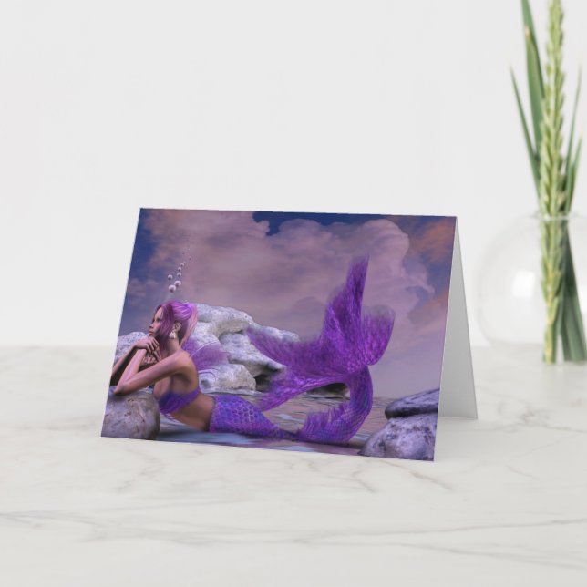 Mystic Siren Fantasy Mermaid BLANK Stationary Note Card (Front)