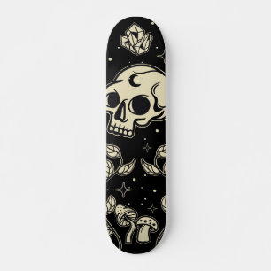 Mystic skull & mushroom skateboard