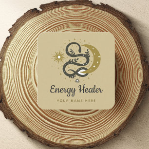 Mystic Snake Sun Moon Star Celestial Energy Healer Square Business Card
