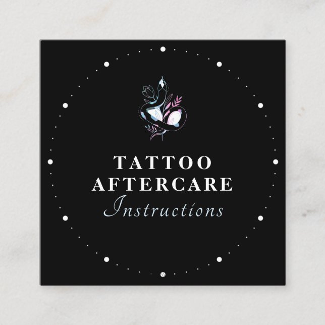 Mystic Snake Tattoo Aftercare Instructions Elegant Square Business Card (Front)