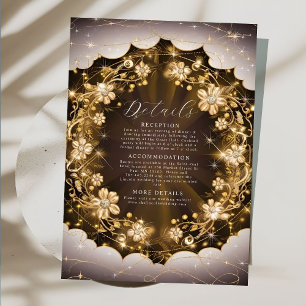 Mystic Sparkles and Golden Floral Wedding Enclosure Card