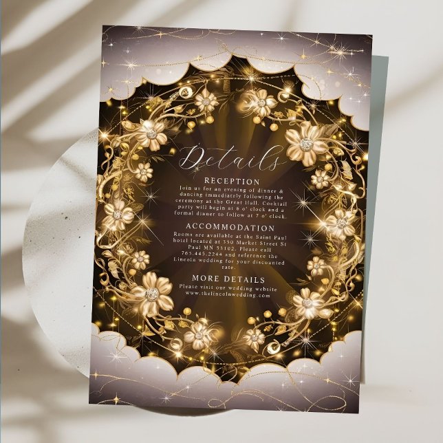 Mystic Sparkles and Golden Floral Wedding Enclosure Card (Creator Uploaded)