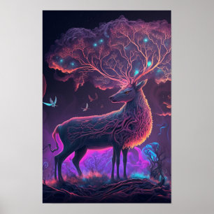 Mystic Stag Psychedelic Poster Spirit Animal 1