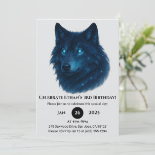 Mystic Star Wolf Birthday Invitation