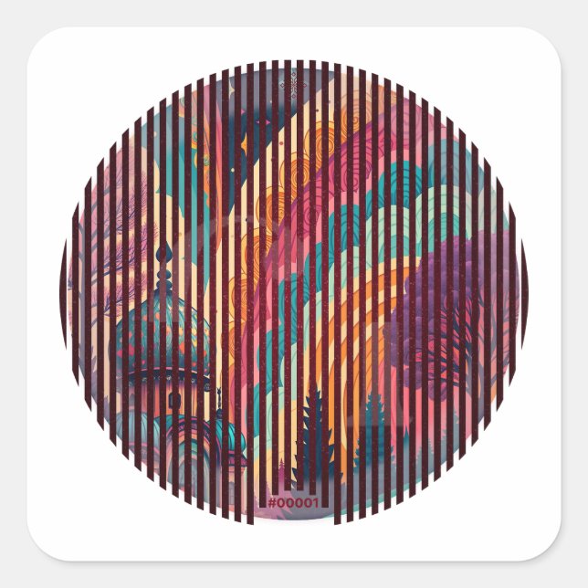 Mystic Stripes Round Sticker #00001 – Customisable (Front)