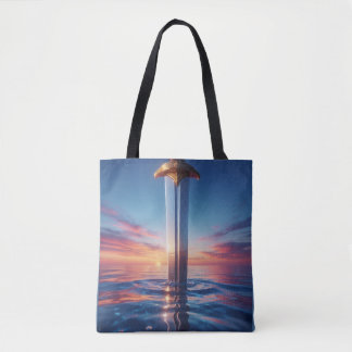 Mystic Sunset Sword Wall Art Tote Bag