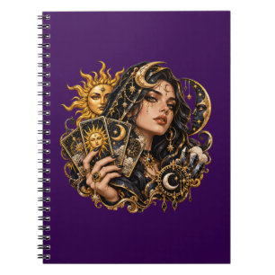 Mystic Tarot Card Reader Notebook - Gold Celestial