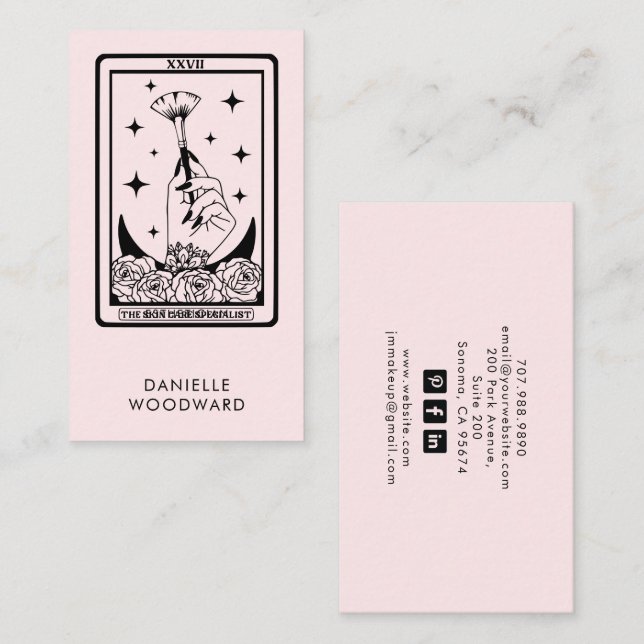Mystic Tarot Esthetician Branding Blush Pink Business Card (Front/Back)