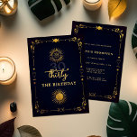 Mystic Tarot Fortune Navy Gold 30th Birthday Party Invitation<br><div class="desc">A modern, elegant and chic 30th birthday party invitation template with a tarot, fortune teller theme, featuring a navy background, a deco frame with tarot elements: the sun, the moon, the chalice etc. and a layer of gold (this is a digital effect, not real foil). A fun tarot 30th birthday...</div>