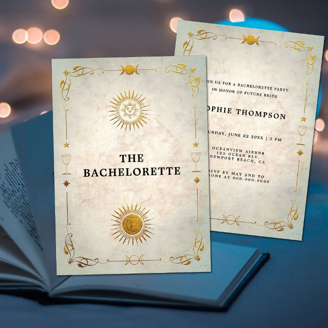 Mystic Tarot Fortune Old Gold Bachelorette Party Invitation (Creator Uploaded)
