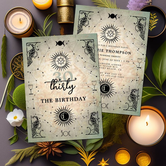Mystic Tarot Fortune Peacock 30th Birthday Party Invitation (Creator Uploaded)