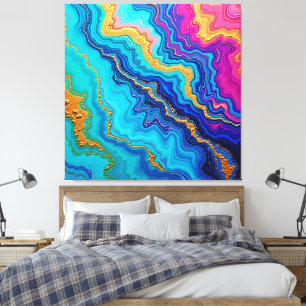 Mystic Teal & Gold Energy Canvas Print