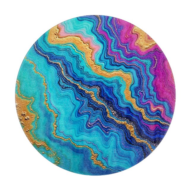 Mystic Teal & Gold Energy Cutting Board (Front)