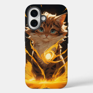Mystic Tiger Cat Fire Familiar iPhone 16 Case