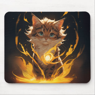 Mystic Tiger Cat Fire Familiar Mouse Pad