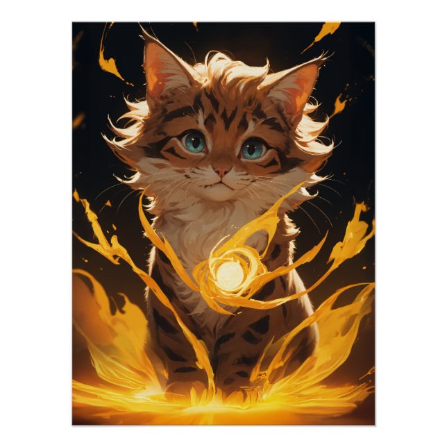 Mystic Tiger Cat Fire Familiar Poster (Front)