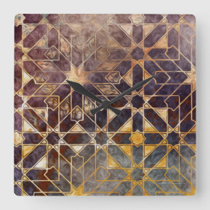 Mystic Tiles I Square Wall Clock