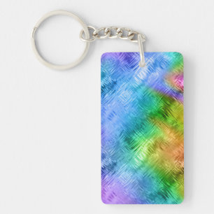 Mystic Topaz Blue Glassy Texture Key Ring