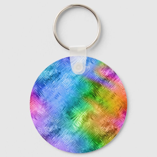 Mystic Topaz Blue Glassy Texture Key Ring (Front)