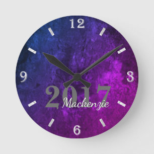 Mystic-Topaz Grad   Year Blue Pink Purple Ombre   Round Clock