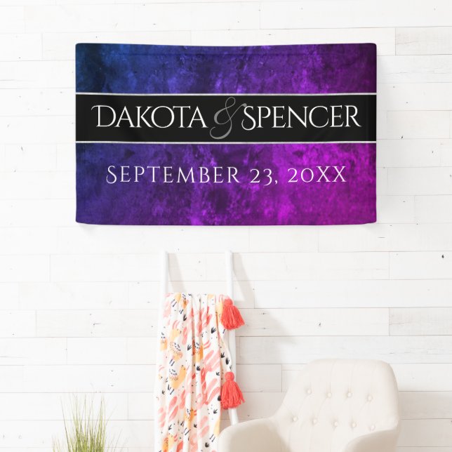 Mystic-Topaz Wedding | Blue Purple Reception Party Banner (Insitu)