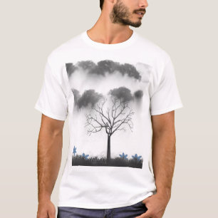 Mystic Tree Landscape Black and White Graphic T-Sh T-Shirt