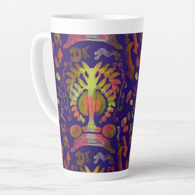 "Mystic Tree of Life – Folk Art Pattern" Latte Mug (Left Angle)