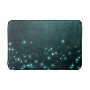 Mystic Twilight Stars   Deep Teal Green Neon Glow Bath Mat