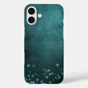 Mystic Twilight Stars   Deep Teal Green Neon Glow iPhone 16 Plus Case