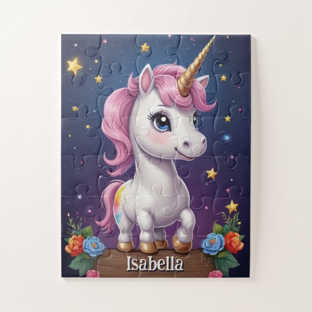Mystic Unicorn Midnight Personalised Jigsaw Puzzle (Vertical)