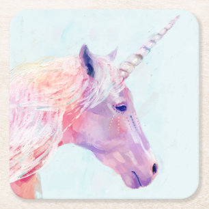 Mystic Unicorn Square Paper Coaster
