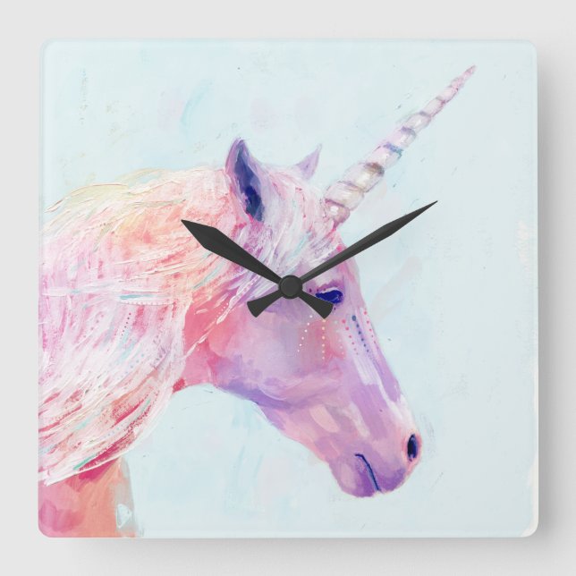 Mystic Unicorn Square Wall Clock (Front)