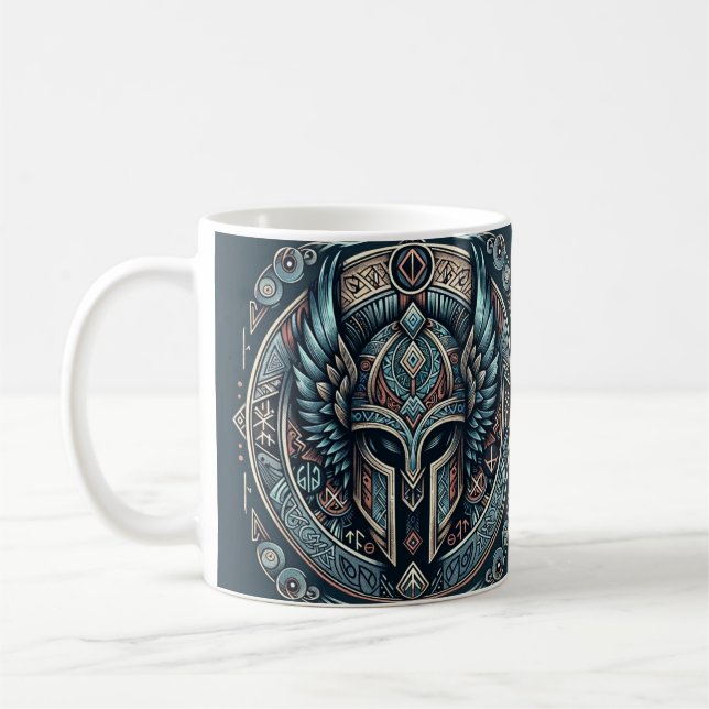 Mystic Viking Rune Helmet  Coffee Mug (Left)