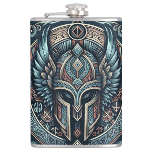 Mystic Viking Rune Helmet  Hip Flask