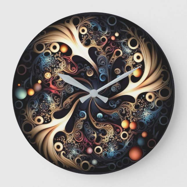 Mystic Vortex Cool Gold Acrylic Wall Clock (Front)