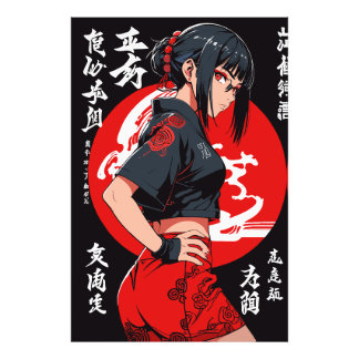 Mystic Warrior in Crimson Moonlight Photo Print