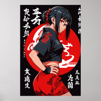 Mystic Warrior in Crimson Moonlight Poster