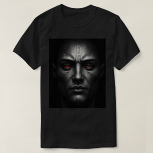 Mystic Warrior with Glowing Crimson Eyes T-Shirt