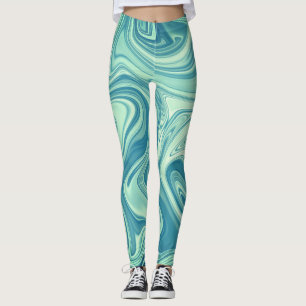 Mystic water painting blue colour design leggings