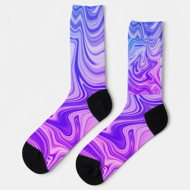 Mystic water painting blue colour design socks (Left)