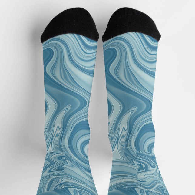 Mystic water painting blue colour design socks (Top)