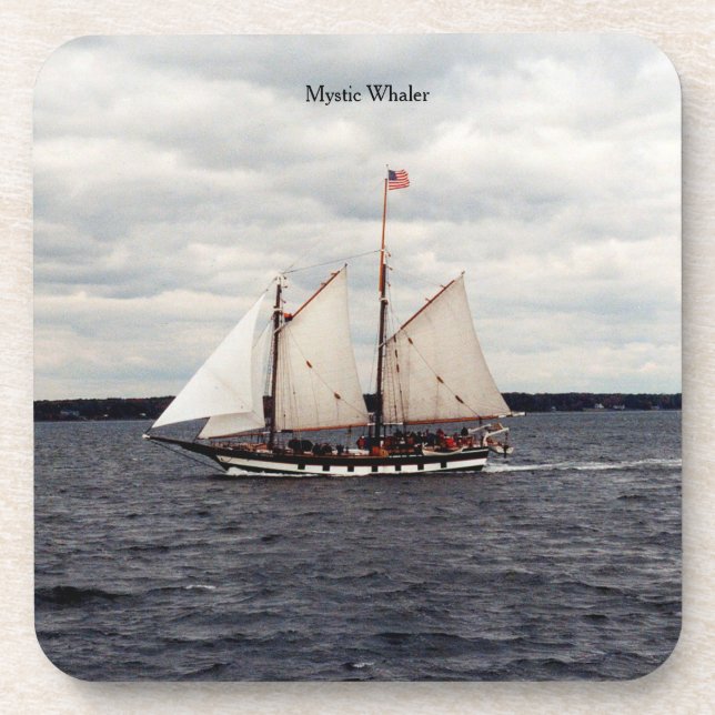 Mystic Whaler set of 6 plastic coasters (Front)