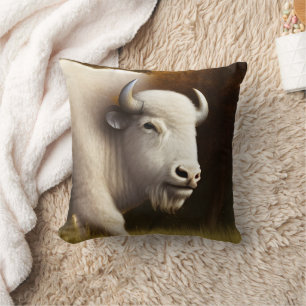 Mystic White Buffalo Digital Art   Cushion