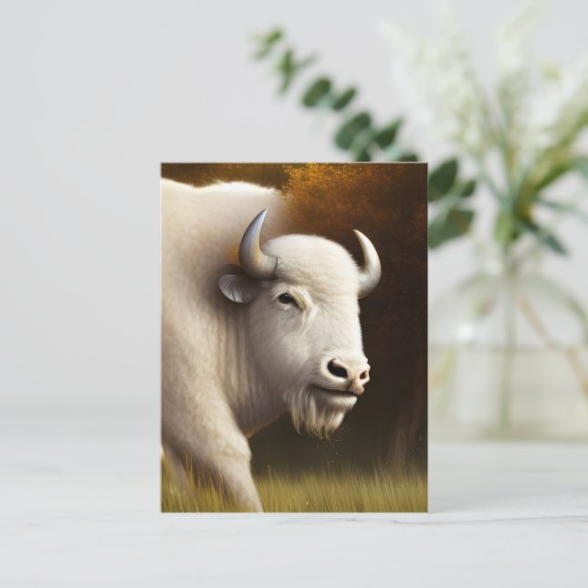 Mystic White Buffalo  Digital Art Postcard (Standing Front)