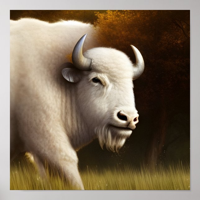 Mystic White Buffalo Digital Art Poster (Front)