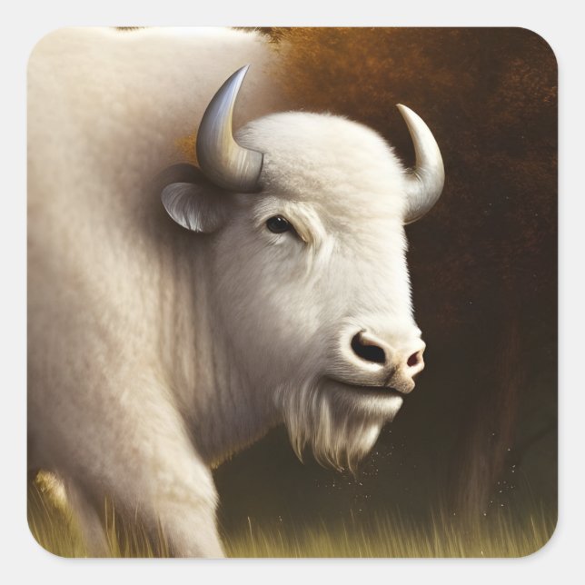 Mystic White Buffalo Digital Art   Square Sticker (Front)