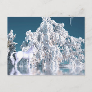 Mystic Winter Ice Horse and Trees Postcard